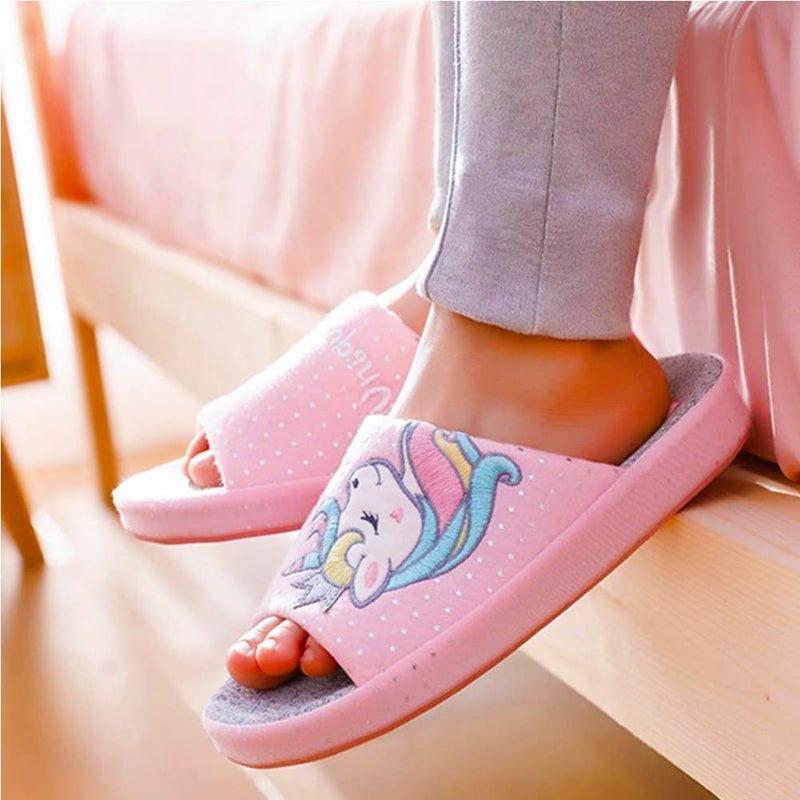 Anddyam Kids Family Unicorn Slippers Household Anti-Slip Indoor Home Slippers for Girls and Boysï¼Œ12.5-13.5 Little Kid - Image 2